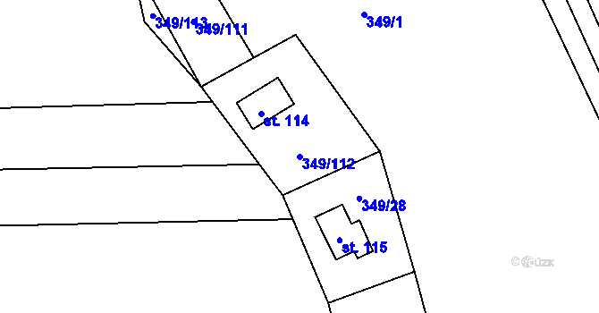 Parcela st. 349/112 v KÚ Lhotka u Terešova, Katastrální mapa