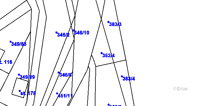 Parcela st. 352/4 v KÚ Lhotka u Terešova, Katastrální mapa