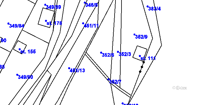 Parcela st. 352/6 v KÚ Lhotka u Terešova, Katastrální mapa