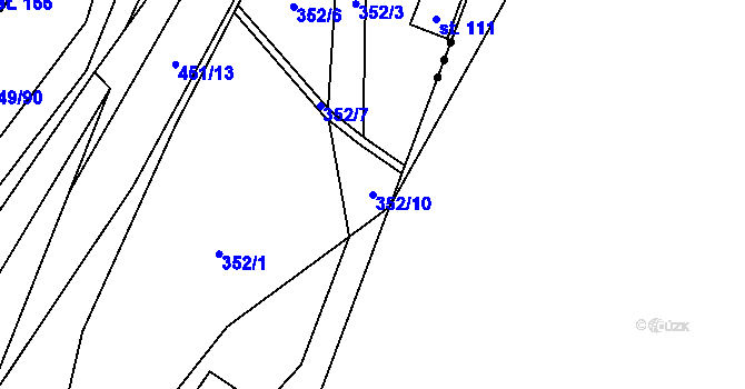 Parcela st. 352/10 v KÚ Lhotka u Terešova, Katastrální mapa