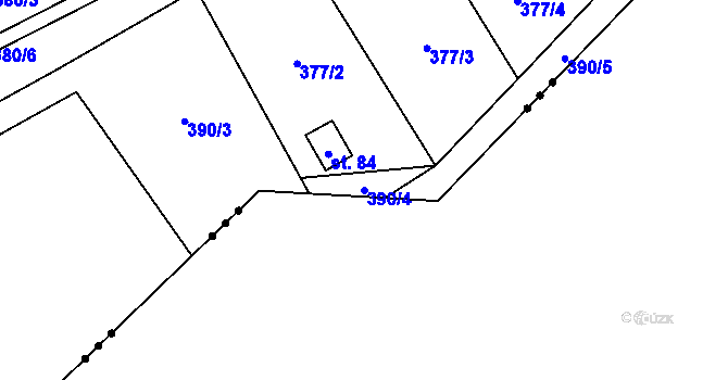 Parcela st. 390/4 v KÚ Lhotka u Terešova, Katastrální mapa