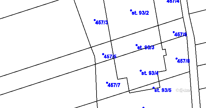 Parcela st. 457/5 v KÚ Lhotka u Terešova, Katastrální mapa