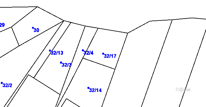 Parcela st. 32/17 v KÚ Lhotka u Terešova, Katastrální mapa