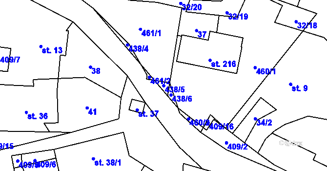 Parcela st. 438/5 v KÚ Lhotka u Terešova, Katastrální mapa