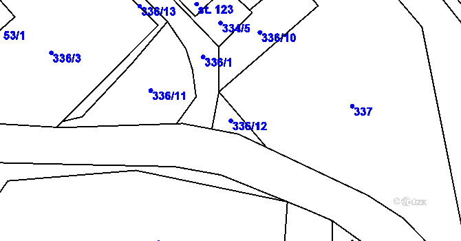 Parcela st. 336/12 v KÚ Lhotka u Terešova, Katastrální mapa