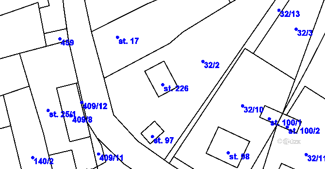 Parcela st. 226 v KÚ Lhotka u Terešova, Katastrální mapa