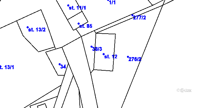 Parcela st. 12 v KÚ Ostrovec u Terešova, Katastrální mapa