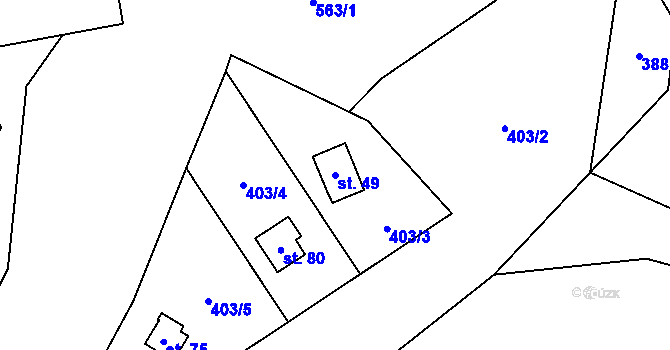 Parcela st. 49 v KÚ Ostrovec u Terešova, Katastrální mapa