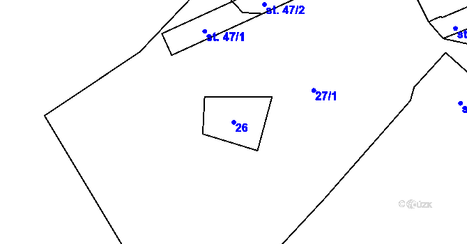 Parcela st. 26 v KÚ Ostrovec u Terešova, Katastrální mapa