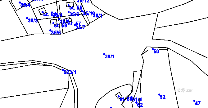 Parcela st. 39/1 v KÚ Ostrovec u Terešova, Katastrální mapa