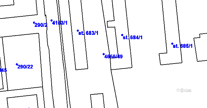 Parcela st. 4656/49 v KÚ Ostrožská Lhota, Katastrální mapa
