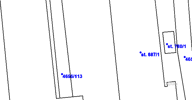 Parcela st. 4656/121 v KÚ Ostrožská Lhota, Katastrální mapa