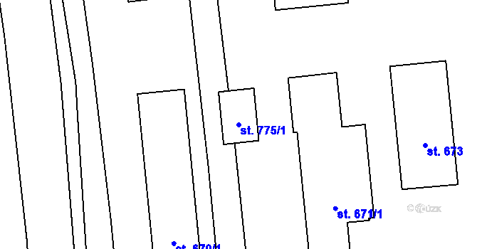 Parcela st. 775/1 v KÚ Ostrožská Lhota, Katastrální mapa