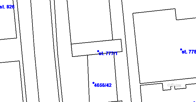 Parcela st. 777/1 v KÚ Ostrožská Lhota, Katastrální mapa
