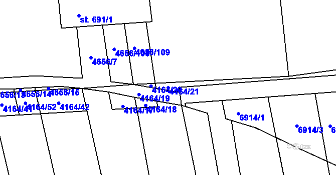 Parcela st. 4164/21 v KÚ Ostrožská Lhota, Katastrální mapa
