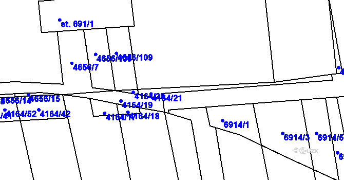 Parcela st. 4164/22 v KÚ Ostrožská Lhota, Katastrální mapa