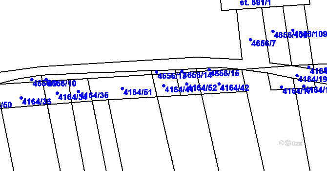 Parcela st. 4164/41 v KÚ Ostrožská Lhota, Katastrální mapa