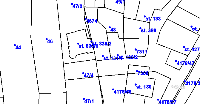 Parcela st. 131 v KÚ Ostrožská Lhota, Katastrální mapa