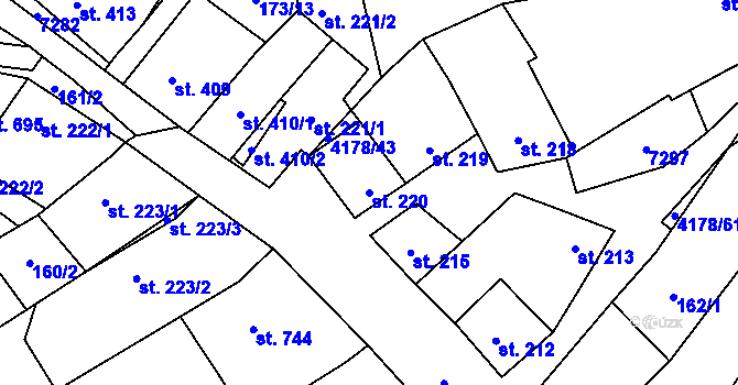 Parcela st. 220 v KÚ Ostrožská Lhota, Katastrální mapa