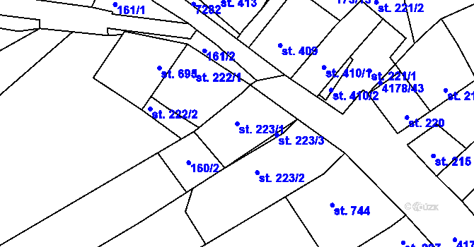 Parcela st. 223/1 v KÚ Ostrožská Lhota, Katastrální mapa