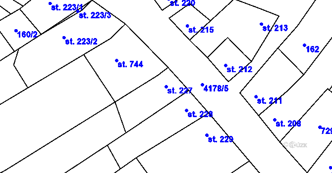 Parcela st. 227 v KÚ Ostrožská Lhota, Katastrální mapa