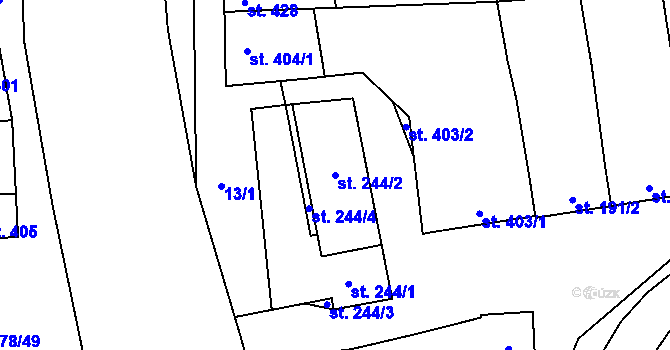 Parcela st. 244/2 v KÚ Ostrožská Lhota, Katastrální mapa