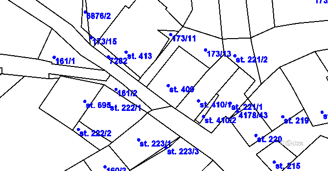 Parcela st. 409 v KÚ Ostrožská Lhota, Katastrální mapa