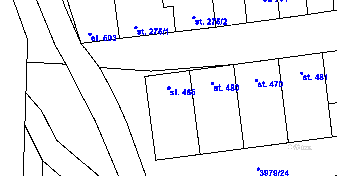 Parcela st. 465 v KÚ Ostrožská Lhota, Katastrální mapa