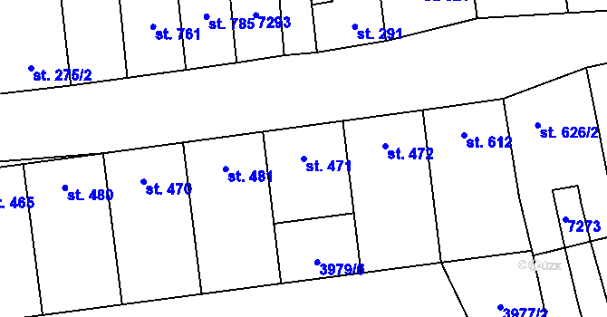 Parcela st. 471 v KÚ Ostrožská Lhota, Katastrální mapa