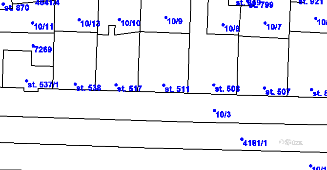 Parcela st. 511 v KÚ Ostrožská Lhota, Katastrální mapa