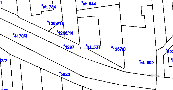 Parcela st. 533 v KÚ Ostrožská Lhota, Katastrální mapa