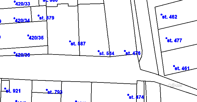Parcela st. 534 v KÚ Ostrožská Lhota, Katastrální mapa