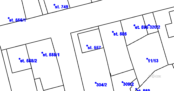 Parcela st. 557 v KÚ Ostrožská Lhota, Katastrální mapa