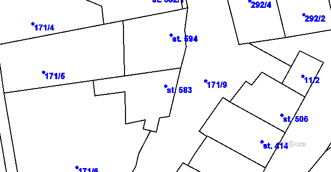 Parcela st. 583 v KÚ Ostrožská Lhota, Katastrální mapa