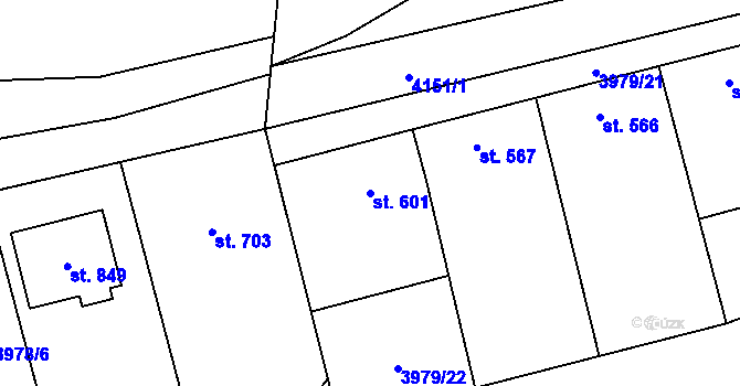 Parcela st. 601 v KÚ Ostrožská Lhota, Katastrální mapa