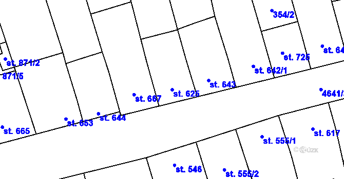 Parcela st. 625 v KÚ Ostrožská Lhota, Katastrální mapa
