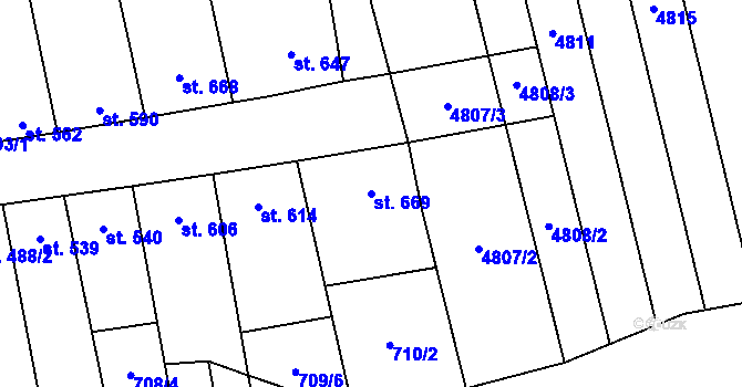 Parcela st. 669 v KÚ Ostrožská Lhota, Katastrální mapa
