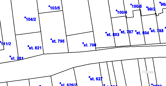 Parcela st. 700 v KÚ Ostrožská Lhota, Katastrální mapa