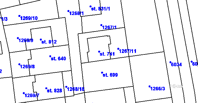 Parcela st. 741 v KÚ Ostrožská Lhota, Katastrální mapa
