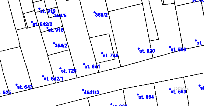 Parcela st. 746 v KÚ Ostrožská Lhota, Katastrální mapa