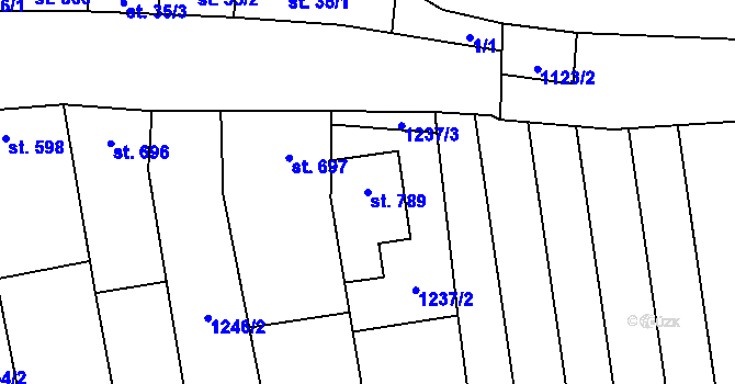 Parcela st. 789 v KÚ Ostrožská Lhota, Katastrální mapa