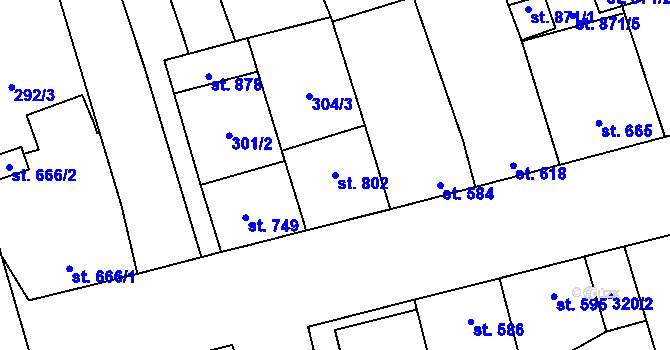 Parcela st. 802 v KÚ Ostrožská Lhota, Katastrální mapa