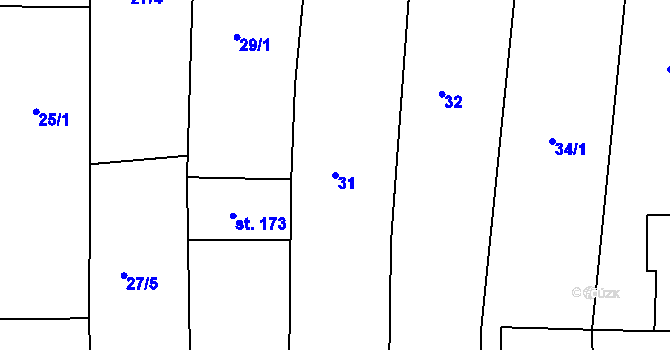 Parcela st. 31 v KÚ Ostrožská Lhota, Katastrální mapa