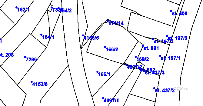 Parcela st. 166 v KÚ Ostrožská Lhota, Katastrální mapa