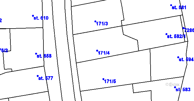Parcela st. 171/4 v KÚ Ostrožská Lhota, Katastrální mapa