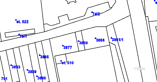 Parcela st. 3869 v KÚ Ostrožská Lhota, Katastrální mapa