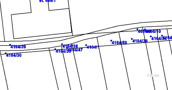 Parcela st. 4164/1 v KÚ Ostrožská Lhota, Katastrální mapa