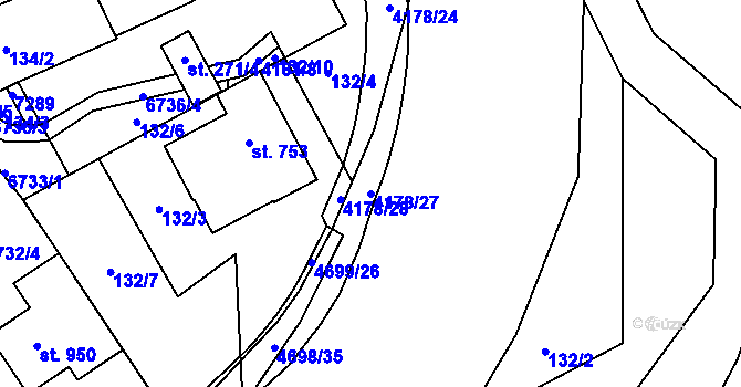 Parcela st. 4178/27 v KÚ Ostrožská Lhota, Katastrální mapa