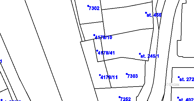 Parcela st. 4178/41 v KÚ Ostrožská Lhota, Katastrální mapa