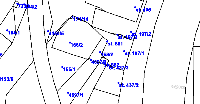 Parcela st. 168/2 v KÚ Ostrožská Lhota, Katastrální mapa